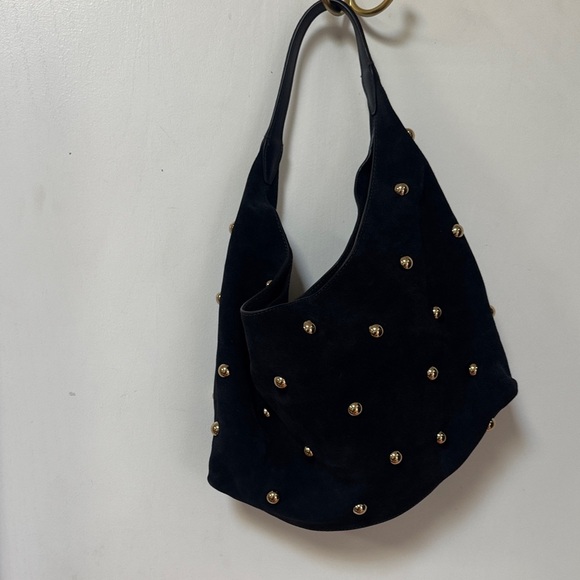 Madewell Mylie Studded Suede Hobo Shoulder Bag Juniper Berry Blue - Picture 7 of 10